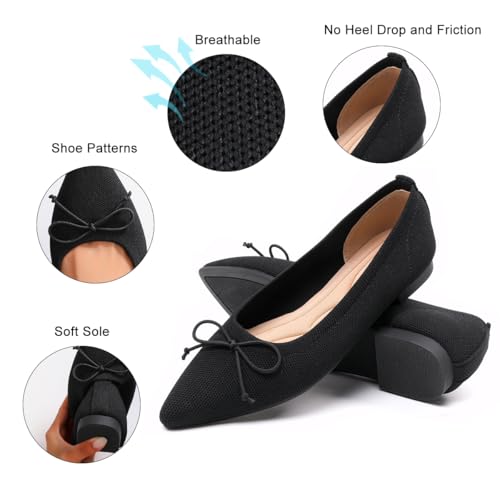 Image of Flats for Women Pointed Toe Knit Foldable Ballet Flat Shoes