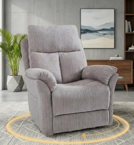 Trygoal 360° Swivel Rocker Recliner Chair, Oversized Manual Recliner with Adjustable Backrest Footrest, Lazy Boy Recliner Chairs for Living Room, Reading, Bedroom, Beige