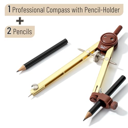 Compas pour la géométrie Mr. Pen dorée avec crayon de dessin - 2