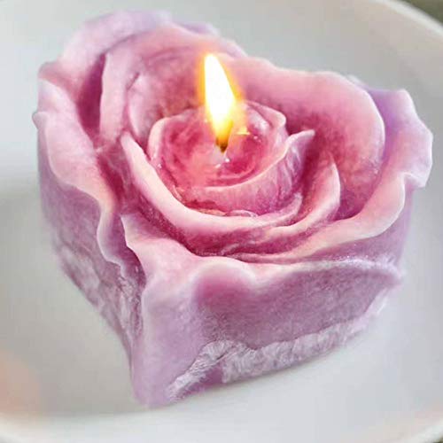 Great Mold 3D Rose Candle Molds Heart Shape Rose Flower Silicone Molds for Making DIY Homemade Beeswax Candles Silicone Soap Mold Rose Wax Melt Mould Epoxy Resin Molds Candle Making Mold Candle Mold