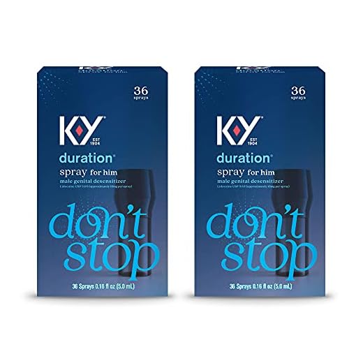 K-Y Duration Spray for Him, Personal Male Desensitizer Endurance Spray, Lidocane Formula, for Men, Women and Couples, 0.16 Fl Oz (36 Sprays) (Pack of 2)