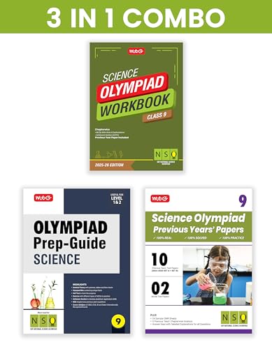 Image of MTG Class-9 National Science Olympiad (NSO) Workbook, Prep-Guide & Previous Years Papers (PYQs) with Mock Test Paper (Set of 3 Books) - SOF Olympiad Books For 2025-26 Exam