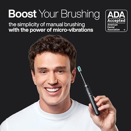 Image of Aquasonic Icon ADA-Accepted Rechargeable Toothbrush | Magnetic Holder & Slim Travel Case | 2 Brushing Modes & Smart Timers | Gentle Micro-Vibrations(Onyx)