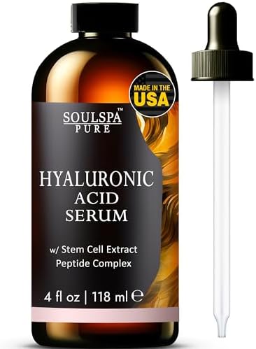 SOULSPA PURE Hyaluronic Acid Serum for Face with Peptides - Deep Hydration Facial Serum - Anti-Aging Face Serum for Women - 4 fl oz
