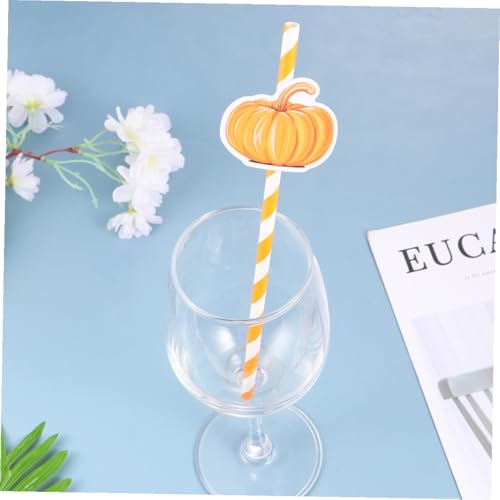 40 pitillos de papel con patrón de calabaza naranja para Halloween miniatura 3
