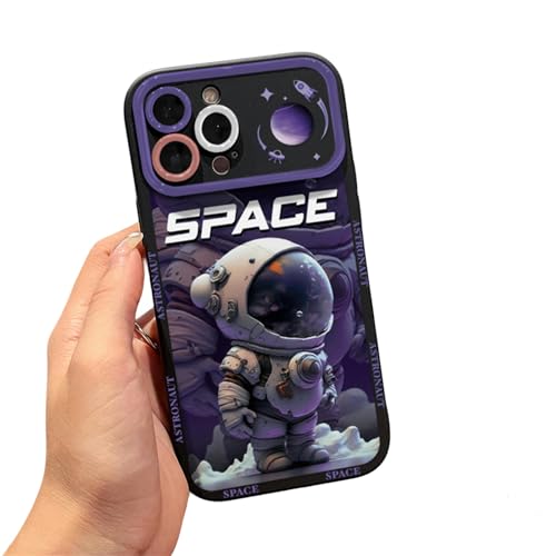 TINGTOEO iphone 15 pro max case silicone Large Windows for Apple 15PRO Cartoon Astronaut Phone Case iPhone13/14 full package anti-drop protection case-Purple-iphone13PRO