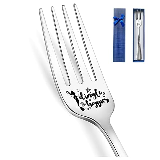HSSPIRITZ Dingle Hopper Funny Engraved Stainless Steel Fork,Funny Fork Gifts for Women Men Kids Friends Sisters,Creative Mermaid Lovers Fork Gifts,Best Birthday Valentine Christmas Gift