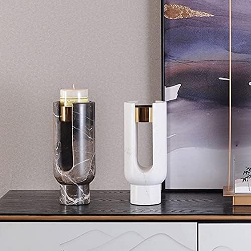 candle-holder Marble Candle Holder Simple Modern Living Room Dining Table Lamp Luxury Furnishings Home Decoration Stainless Steel Candle Drag candlestick(B)