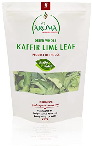Aroma Brand : Dried..Kaffir..Lime..Leaves, 30g | Curry Leaves, Premium Gourmet Ingredient for Thai & Asian Cuisine : Strong Aroma , De naturel 100% (1.0)