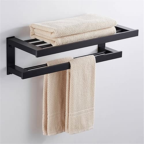 Matériel de bain haut de gamme porte-serviettes mural en aluminium noir mat