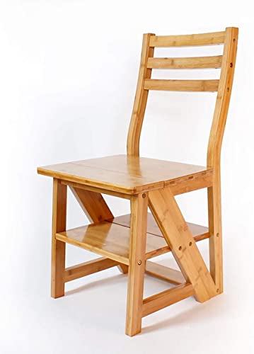 Silla para escaleras plegable de doble uso con peldaños estables de bambú 2