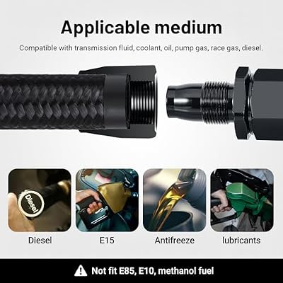 EVIL ENERGY 6AN Fuel Line Kit, Transmission Cooler Line Kit for 4L60E 4L65E, AN6 Nylon Braided Fuel Line Hose Fitting Kit CPE 15FT