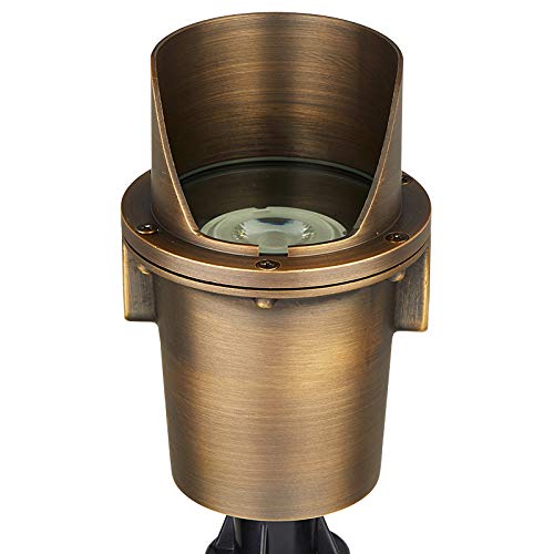 VOLT Cold Forged Brass 12V in-Grade Bronze Well Light (Shielded Top) with Ground Stake