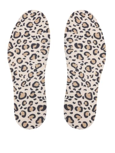 Image of Womens Shoe Insoles Anti Odor Thin Barefoot Inserts Size 9-13 | Breathable,Comfort Sockless Shoe Liner,No Show Socks,Machine Washable,Moisture Control,Cute,Everyday Insoles,Leopard Print