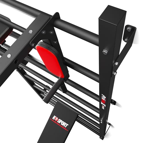 K-Sport: Trainingsset Sprossenwand + Dip Station, Klimmzugstange & Trainingsbank I Kraftstation mit Pull-Up Bar, Dip Stange & Hantelbank, inkl. E-Book
