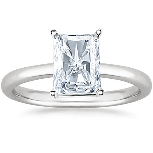 14K White Gold 3 Carat Lab Grown Solitaire Radiant Cut IGI CERTIFIED Diamond Engagement Ring (3 Ct,E-F Color VS1-VS2 Clarity)