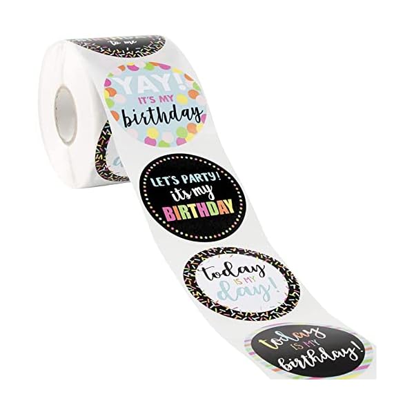 Happy Birthday to Me Stickers - Juego de 504 etiquetas redondas con texto en inglés "It's My Birthday", rollo de pegatinas con 6 diseños surtidos para profesores, 5 cm de diámetro - Imagen 5