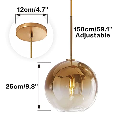 Kco Lighting Modern Gold Glass Pendant Light Mid Century Hanging Light Fixture Globe Shade Bedside Lamp Metal Ceiling Chandelier For Kitchen Island Hallway… #TOP1