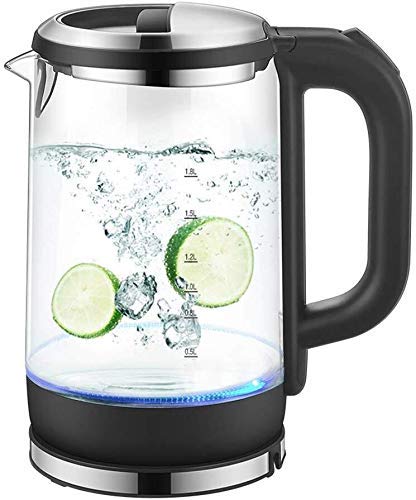 Hervidor eléctrico de vidrio 1.8L 1800W con LED blanco y negro