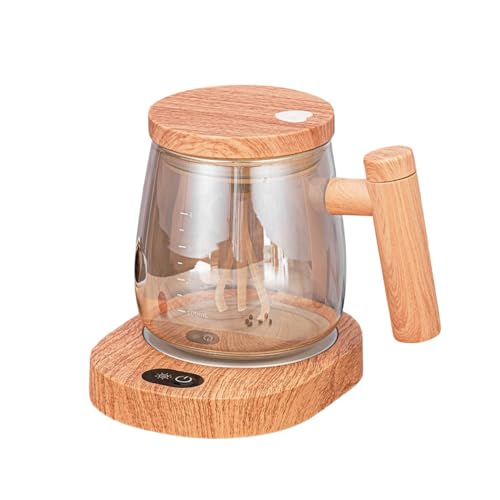 Aoyhome 400ml全自動ミキシングカップ、ガラスコーヒーカップ、蓋付きウォーターカップ、家庭、仕事、旅行、インスタントコーヒー、ミルク、豆乳、オフィスなどに最適です。 (シャンパンゴールド(充電バージョン))