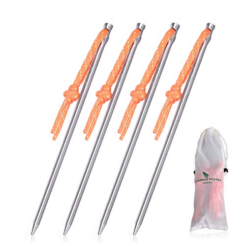 Boundless Voyage テントペグ 4本/8本/12本セット超硬耐磨耗 チタン合金 アウトドア キャンプ用品ペグ 硬い土 砂地 草地用 タープペグ(4本セット)Ti4005P