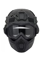 Mich Airsoft-Helm und Vollgesichts Maske Set, mit Seitenschiene und NVG-Halterung mit Abnehmbarer und Verstellbarer Schutzbrille, Army-Stoß Helm