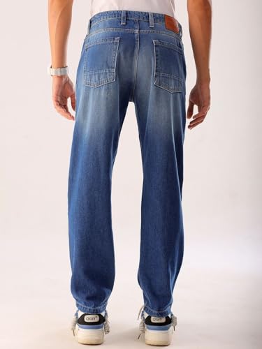 Image of The Indian Garage Co Men Vintage Straight Fit Solid Mid-Rise Jeans
