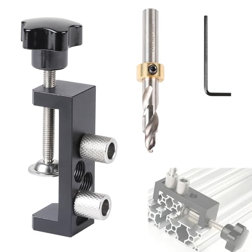 MIGUBIGU 3-tlg Aluminium-Profilstanzvorrichtung con M6 Stufenbohrer, Aluminium Profil Lochstanzer, Bohrer für Aluminiumprofile, Metall Lochzange für 2020/2040/3030/3060/4040