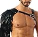 L'VOW Gothic Feather Shoulder Armor for Men Medieval Leather Harness Guards Halloween Cosplay Costume(Black-1)