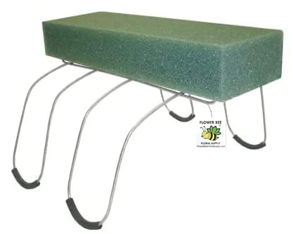 Flower Bee Floral Supply Cemetery Headstone Saddle, 12 Inch, Galvanized Wire, Rustproof, Set of 2, with StyroFoam Attached, Green, FBFS2PWM