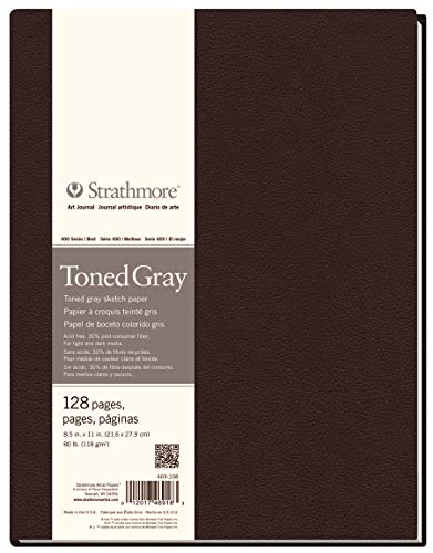 Strathmore 469-108 Hardbound Art Journal, 128 Pages, 8.5 by 11", Toned Gray