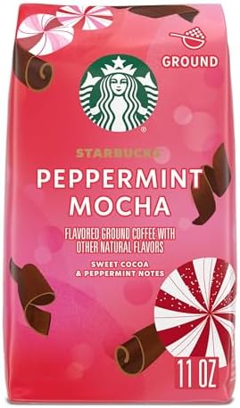Starbucks Ground Coffee, Peppermint Mocha Naturally Flavored Coffee, 100% Arabica, Limited Edition Holiday Coffee, 1 Bag (11 Oz)