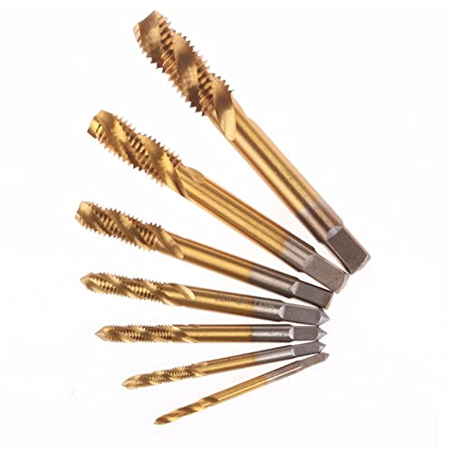 9pc HSS M2 M2.5 M3 M4 M5 M6 M8 M10 M12 Machine Spiral Point Straight Fluted Hand Tap Screw Thread Metric Plug Drill Bit Tap Set MINGPING