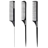 Goodofferplace 3 sytle Rattail Styling combs Pintail comb Parting combs Teasing combs hair combs for women（3 Pack）