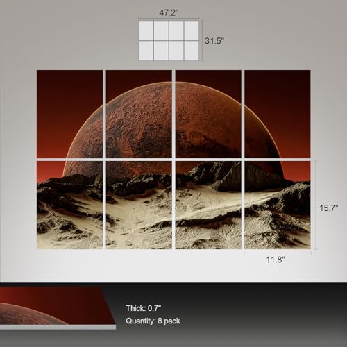 UMIACOUSTICS 8 Pcs 0.7Inch Thick Art Acoustic Panels, Total 47.2” x 31.5” Decorative Acoustical Wall Panels, Sound Absorbing Art Panels for Home, Office, Hotel, Recording Studio, Phobos Rock — view 3