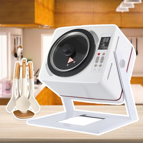 Smart Cooking Machine, Food Processor & Stir Fry Robot with 50-240°C Temp Control, Adjustable Angle, LED Touch Panel, Includes Silicone Spatula & Spoon Set