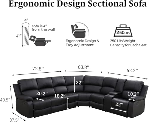 Manual Recliner Sectional Sofa Set