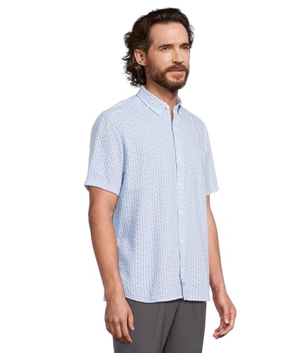 Johnston & Murphy Men's Short Sleeve Illusion Print Linen Shirt2