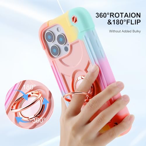 Image of MARKILL Plastic, Silicone Compatible with iPhone 16 Pro Max Case 6.9 Inch with Ring Stand, Heavy-Duty Military Grade Shockproof Case Phone Kids Cover For iPhone 16 Pro Max