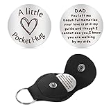 cobee Pocket Hug Tokens, Double-Side Flip Inspirational Coin with Leather Keychain Long Distance Family Relationship Keepsake Thinking of You Gifts Isolation Gifts for Family(For Dad)