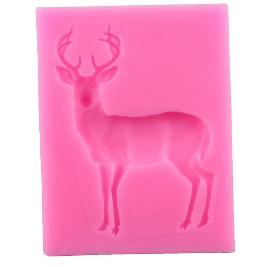 Pinicecore A 3D Deer Silicone Mold Polymer Clay Candy Chocolate Cookie Baking Mould Christmas Cupcake Topper Fondant Cake Decorating Tools