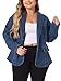 Agnes Orinda Women's Plus Size Denim Jackets Elegant Lapel Work Jean Blazer Jacket 2025 3X Denim Blue
