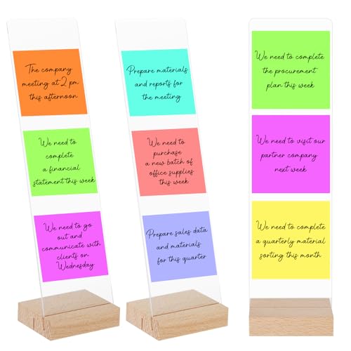 Rainmae 3PCS Monitor Memo Board Acrylic Detachable Sticky Note Holder for Computer Screen Clear Multifunction Portable Memo Message Board Holder Office Desk Accessories Desktop Organization