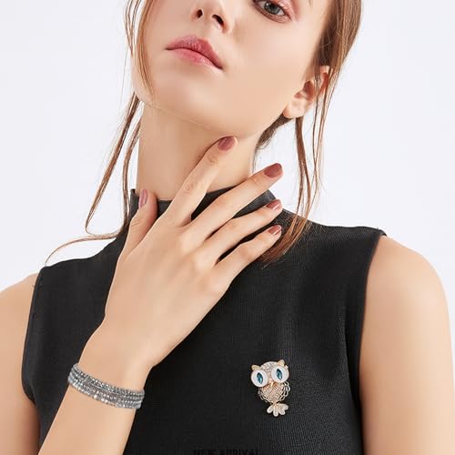 GUSXPPD Damen Kristall Perlen Armband, Mehrschichtiges Steine Armband, Boho Modeschmuck Armbänder Damen, Mehrschichtige Kristall Stein Perlen Armbänder für Frauen Mädchen (Bunt 4)