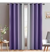 Yakamok Greyish White and Lavender Purple Ombre Curtains,Light Blocking Curtains,Room Darkening G...