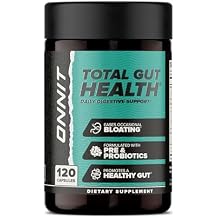 ONNIT Total Gut Health Daily Digestive Support, IGEN Non-GMO Tested Digestion Supplement for Women and Men with 7 Strains of Probiotics, Prebiotics, Enzymes and Betaine HCL, 120 Count