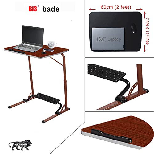 Image of Bade Large Size top Steel Wood 60 * 45 * 75 cm Multipurpose Laptop Table with footrest 5 Heights 3 Angles Adjustable, Study, Kids, Office and Dinning Table (Rosewood)