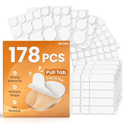 Sooez Double Sided Tape Variety Pack with Pull Tab 178 Pcs Glue Wall Tape