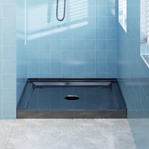 Image of Casaphoria 36 inch x 36 inch Shower Base Pan with 3.5 inch Center Drain Hole,Shower Pan Five-Layer Acrylic + ABS Processing, Non-Slip Shower Enclosure Base for Bathroom, Single Threshold Black