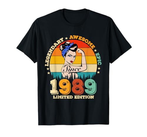 33 Años Legendario Desde 1989 Impresionantes 33 Cumpleaños Mujeres Camiseta
